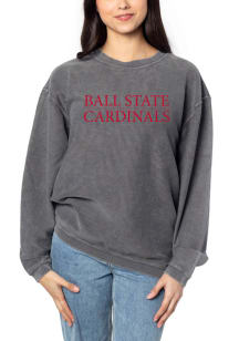 Ball State Cardinals Womens Black Corded Crew Sweatshirt