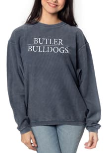 Butler Bulldogs Womens Navy Blue Corded Crew Sweatshirt