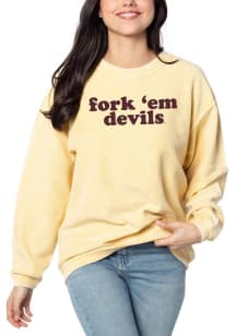 Arizona State Sun Devils Womens Gold Corded Crew Sweatshirt