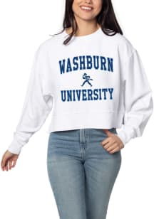 Washburn Ichabods Womens White Corded Crop Crew Sweatshirt