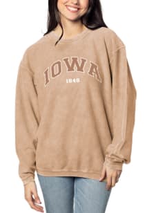 Iowa Womens Tan Corded Crew Crew Sweatshirt