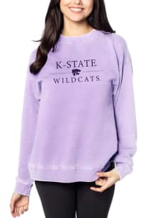 Womens Lavender K-State Wildcats Minimal Bar Crew Sweatshirt