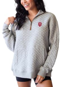 Indiana Hoosiers Womens Grey Quilted Qtr Zip