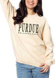 Purdue Boilermakers Womens Natural Corded Crew Sweatshirt