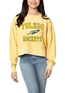 Toledo Rockets Womens Gold Corded Crop Crew Sweatshirt