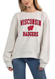 Wisconsin Badgers Womens Grey Old School Crew Sweatshirt