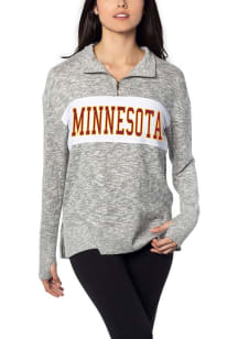 Womens Grey Minnesota Golden Gophers Cozy Qtr Zip