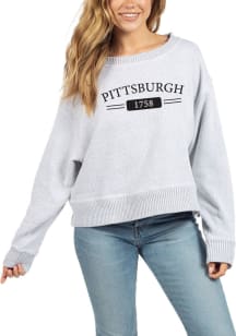 Pittsburgh Womens Grey Cool Down Cropped Pullover Crew Sweatshirt