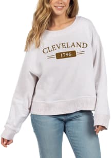 Cleveland Womens Brown Cool Down Cropped Pullover Crew Sweatshirt
