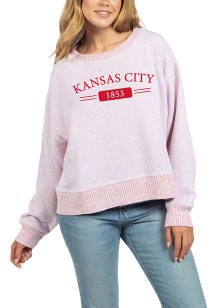 Kansas City Womens Red Cool Down Cropped Pullover Crew Sweatshirt