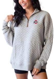 Womens Grey Ohio State Buckeyes Quilted Qtr Zip