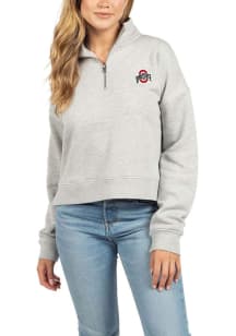 Womens Grey Ohio State Buckeyes Halftime Qtr Zip