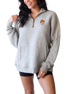 Oklahoma State Cowboys Womens Grey Quilted Qtr Zip