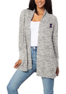 Womens Grey Illinois Fighting Illini Campus Long Sleeve Cardigan