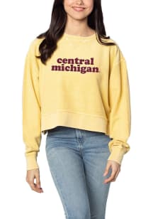 Central Michigan Chippewas Womens Yellow Corded Boxy Crew Sweatshirt