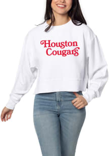 Houston Cougars Womens White Corded Boxy Crew Sweatshirt