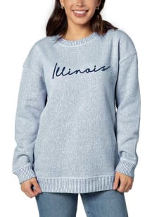 Womens Navy Blue Illinois Fighting Illini Warm Up Crew Sweatshirt