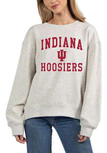 Womens Grey Indiana Hoosiers Old School Crew Sweatshirt