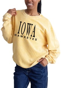 Womens Gold Iowa Hawkeyes Corded Crew Sweatshirt