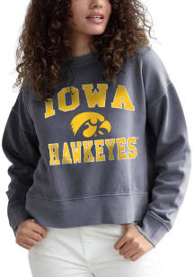 Womens Black Iowa Hawkeyes Malibu Crew Sweatshirt