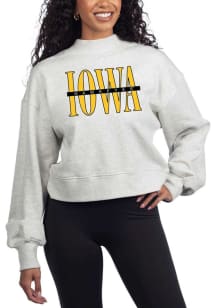 Womens Grey Iowa Hawkeyes Hailey Crew Sweatshirt