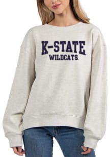 Womens Grey K-State Wildcats Chenille Old School Crew Sweatshirt