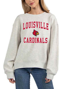 Louisville Cardinals Womens Grey Old School Crew Sweatshirt