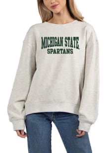 Womens Grey Michigan State Spartans Chenille Old School Crew Sweatshirt