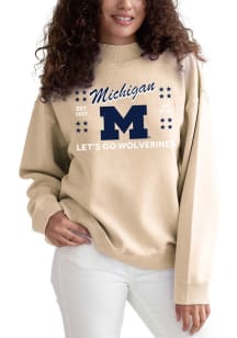 Womens Gold Michigan Wolverines Nantucket Crew Sweatshirt