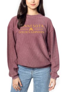 Womens Maroon Minnesota Golden Gophers Corded Crew Sweatshirt