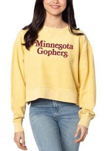 Womens Gold Minnesota Golden Gophers Corded Boxy Crew Sweatshirt