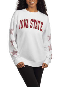 Iowa State Cyclones Womens White Rhinestone Stars Campus Crew Sweatshirt