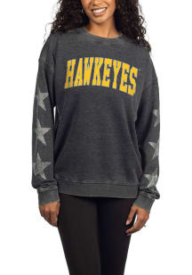Iowa Hawkeyes Womens Black Rhinestone Stars Campus Crew Sweatshirt