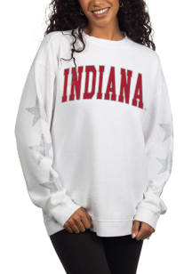 Indiana Hoosiers Womens White Rhinestone Stars Campus Crew Sweatshirt