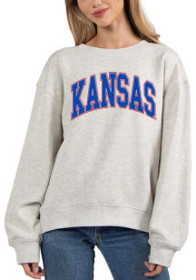 Kansas Jayhawks Womens Grey Old School Crew Sweatshirt