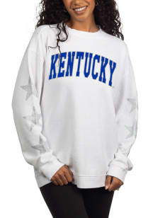 Kentucky Wildcats Womens White Rhinestone Stars Campus Crew Sweatshirt