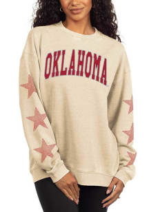 Oklahoma Sooners Womens Oatmeal Rhinestone Stars Campus Crew Sweatshirt