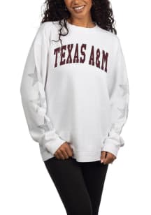 Texas A&amp;M Aggies Womens White Rhinestone Stars Campus Crew Sweatshirt