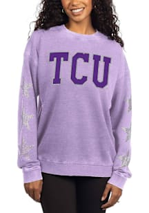 TCU Horned Frogs Womens Lavender Rhinestone Stars Campus Crew Sweatshirt