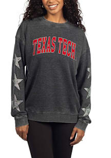 Texas Tech Red Raiders Womens Red Rhinestone Stars Campus Crew Sweatshirt