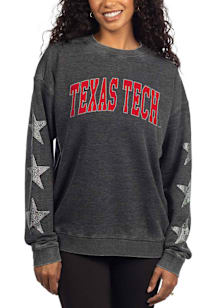 Texas Tech Red Raiders Womens Black Rhinestone Stars Campus Crew Sweatshirt