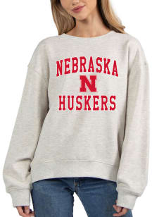 Womens Grey Nebraska Cornhuskers Old School Crew Sweatshirt