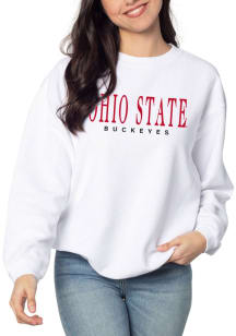 Ohio State Buckeyes Womens White Corded Crew Sweatshirt