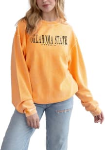 Oklahoma State Cowboys Womens Orange Corded Pattern Crew Sweatshirt