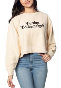 Womens Natural Purdue Boilermakers Corded Boxy Crew Sweatshirt