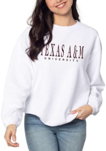 Texas A&amp;M Aggies Womens White Corded Crew Sweatshirt