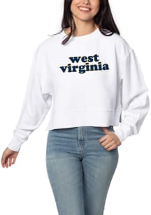 West Virginia Mountaineers Womens White Corded Boxy Crew Sweatshirt