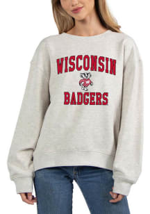 Womens Grey Wisconsin Badgers Old School Design Crew Sweatshirt