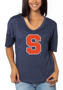 Syracuse Orange Womens Navy Blue Happy Short Sleeve T-Shirt