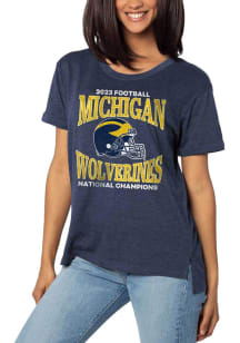 Michigan Wolverines Womens Navy Blue 2023 National Champions Short Sleeve T-Shirt